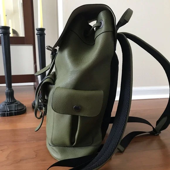 Coach Hudson Leather Backpack, Olive Green, F36811 - Picture 8 of 16